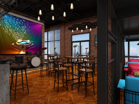  工业风酒吧美甲店3d模型 