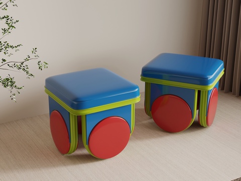 现代多巴胺凳子 矮凳su模型