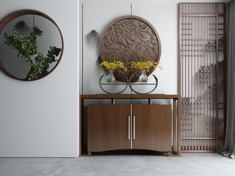  新中式玄关柜端景柜装饰柜3d模型 