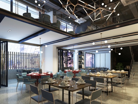  现代酒店空间3d模型 