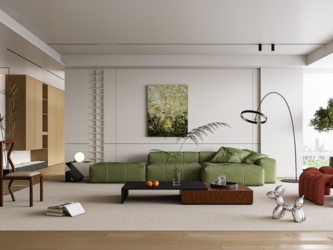  现代客厅3d模型 