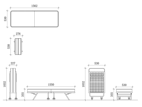 叠床 折叠式睡床 便携床 多功能折叠床 收纳床 壁床 拉伸床cad施工图