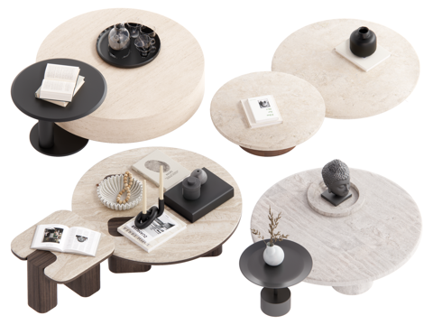 侘寂中古风茶几su模型