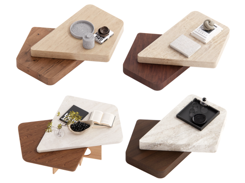 侘寂中古风茶几su模型