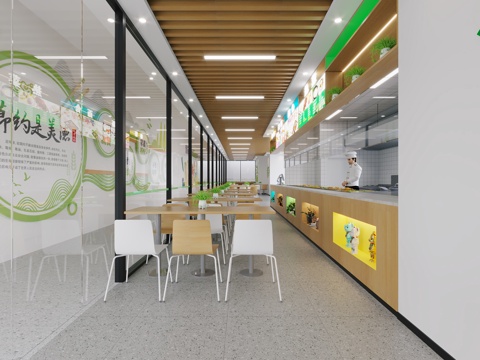  学校食堂快餐店3d模型 