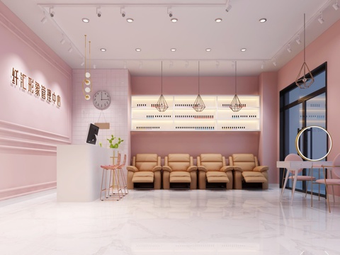  北欧风格美甲店3d模型 