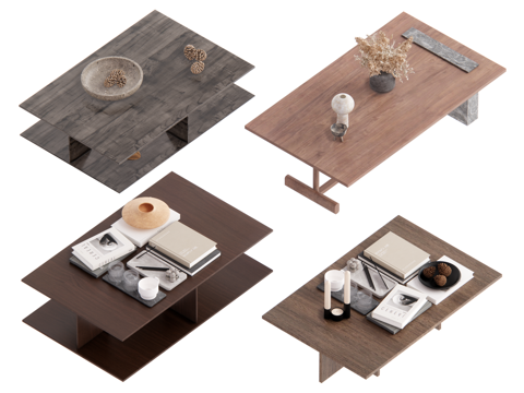 侘寂风茶几su模型