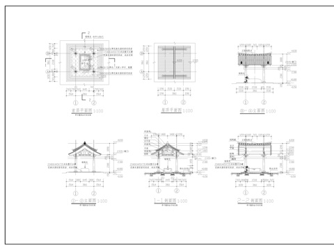 古建筑 亭  悬山顶  中式古建筑  洗手亭cad施工图