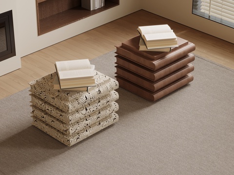 现代中古风床头柜su模型