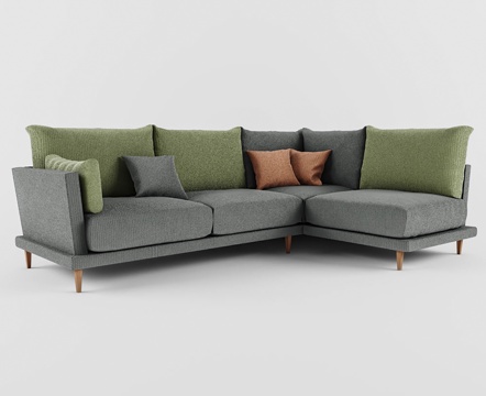  现代休闲沙发 布艺沙发  转角沙发su模型 