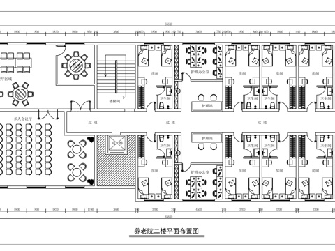 现代养老院平面布局图cad施工图