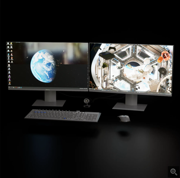 双屏台式电脑  专业电脑su模型