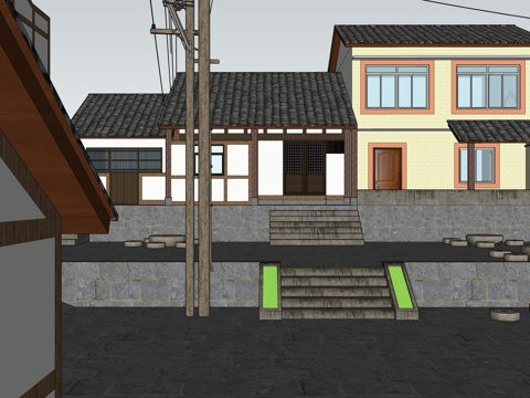 乡村小院su模型