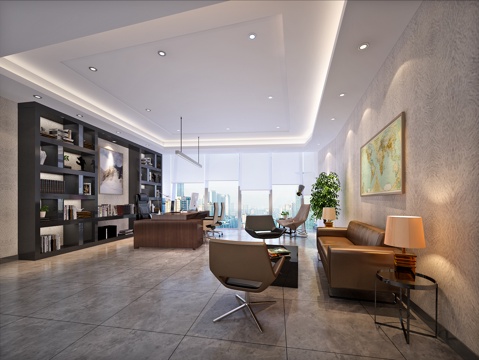  后现代办公室 经理办公室 老板办公室 办公桌椅 沙发茶几3d模型 