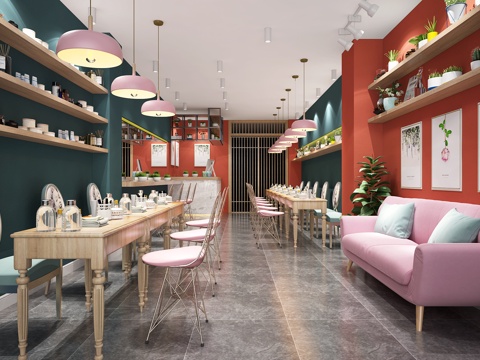  现代北欧美甲店3d模型 