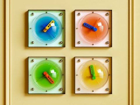 钟表 挂钟 包豪斯 多巴胺 墙饰3d模型