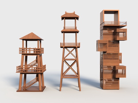 现代观鸟塔 景观塔 观鸟亭 景观亭子 灯塔su模型