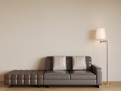 皮革三人沙发 客厅沙发 双人沙发 皮革多人沙发 棕色沙发su模型