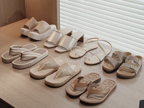 现代拖鞋凉鞋su模型