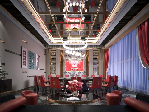  酒店 宴会厅 包厢3d模型 