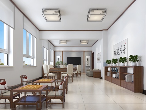  新中式棋盘室 休闲室 娱乐室3d模型 