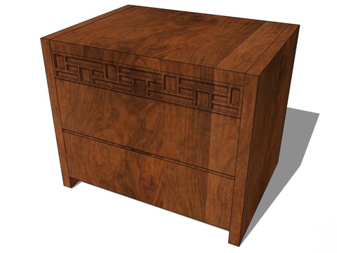 实木床头柜 床头柜 新中式床头柜 中式床头柜 定制家具su模型