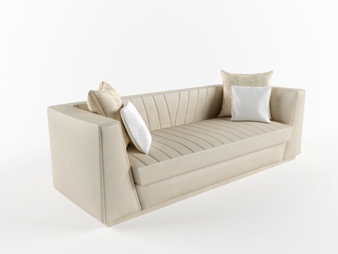 现代双人沙发   休闲沙发  皮革沙发su模型