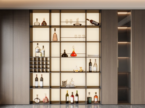 现代意式酒柜 餐边柜su模型