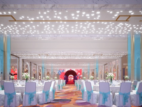  现代欧式婚礼宴会厅，会客厅，会所3d模型 