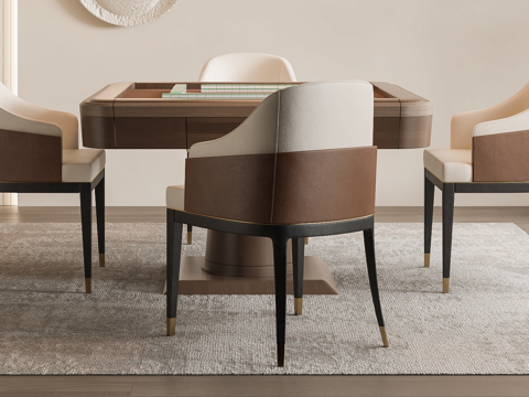  现代麻将桌椅组合3d模型 