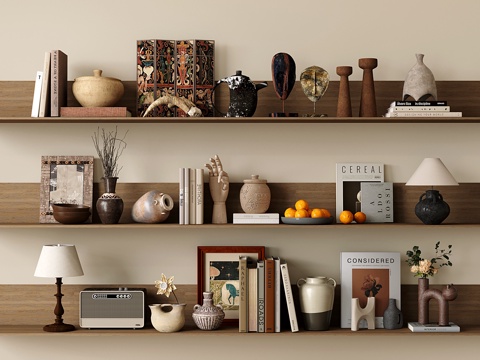 中古饰品摆件 雕塑 书籍 陶罐 花瓶花艺su模型