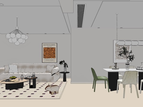 意式风格书房 意式书柜 书桌 椅子 皮凳子 书籍摆件组合su模型