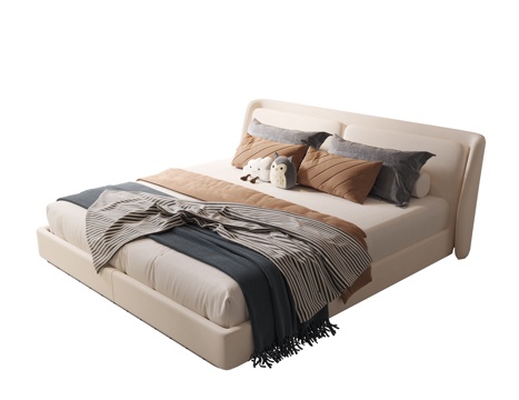 现代儿童床 布艺儿童床 儿童双人床su模型