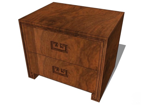 实木床头柜 床头柜 新中式床头柜 中式床头柜 定制家具su模型