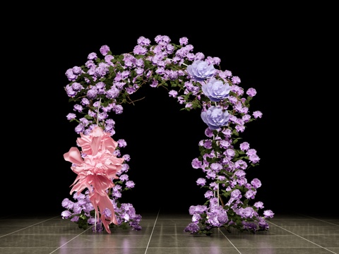 现代 拱门 玫瑰婚礼美陈 婚庆婚礼花艺 花卉 花艺架 花拱门su模型