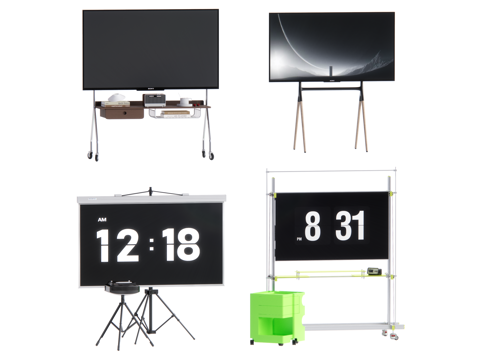 电视支架 投影仪 投影幕布 移动电视su模型