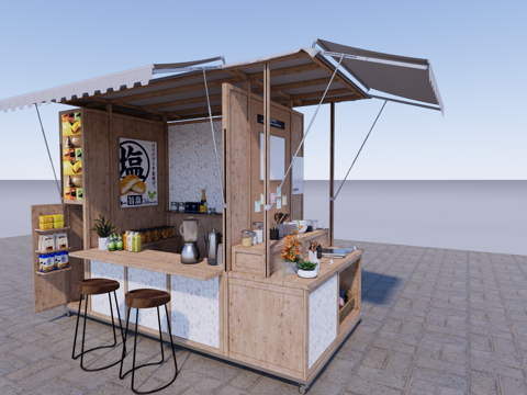 移动摊位展位su模型