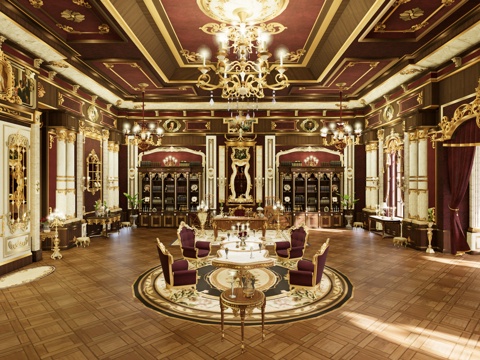 欧式家装大堂 酒店大厅 办公空间 会议室 阅读室su模型