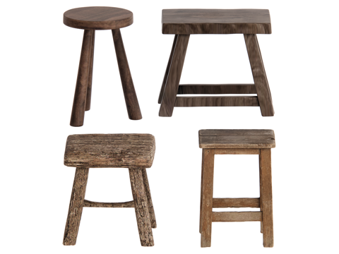 侘寂风板凳su模型