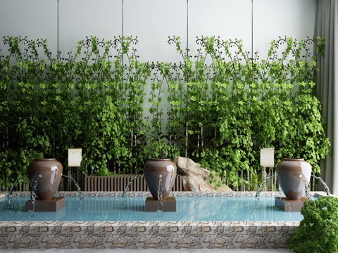  庭院水景小品流水喷泉景观小品3d模型 