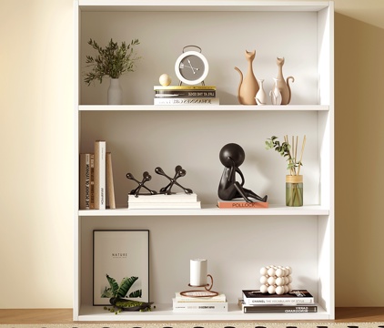 现代书架 儿童书架 置物架 书架陈设摆件 装饰摆件组合su模型