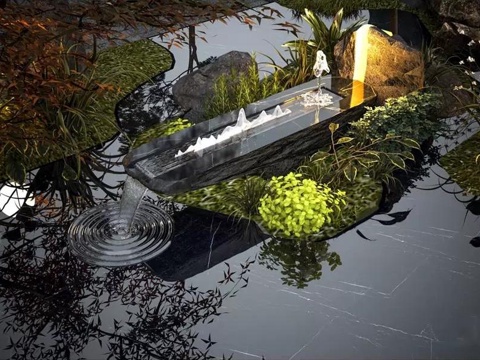 现代石头 现代石头景观 水景 石头 景观石su模型