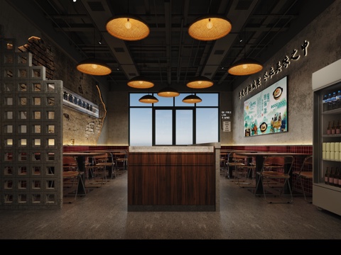  砂锅米线 快餐店 市井风3d模型 