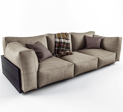 现代三人沙发   休闲沙发  布艺沙发su模型