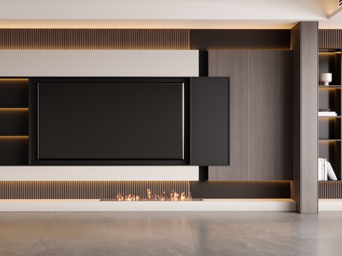 现代意式电视背景su模型