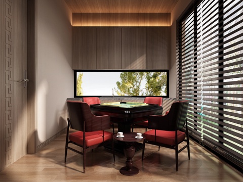  新中式棋牌室3d模型 