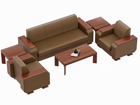 现代办公沙发 三人沙发 组合沙发 接待沙发 洽谈沙发 沙发茶su模型