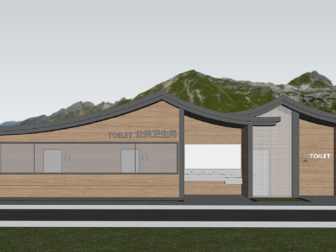 新中式公共厕所su模型