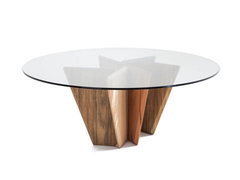 诧寂餐桌 玻璃餐桌 圆形餐桌 圆形几 现代餐桌su模型