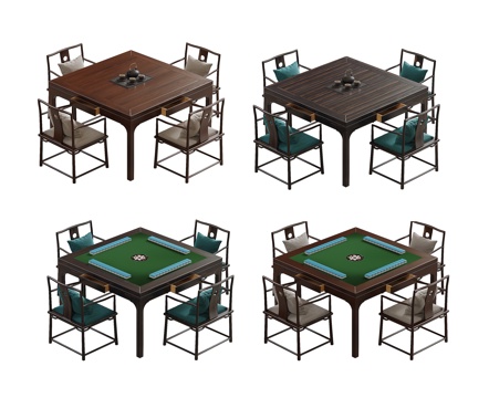 中式四方桌   中式八仙桌   中式麻将桌  中式餐桌椅组合su模型